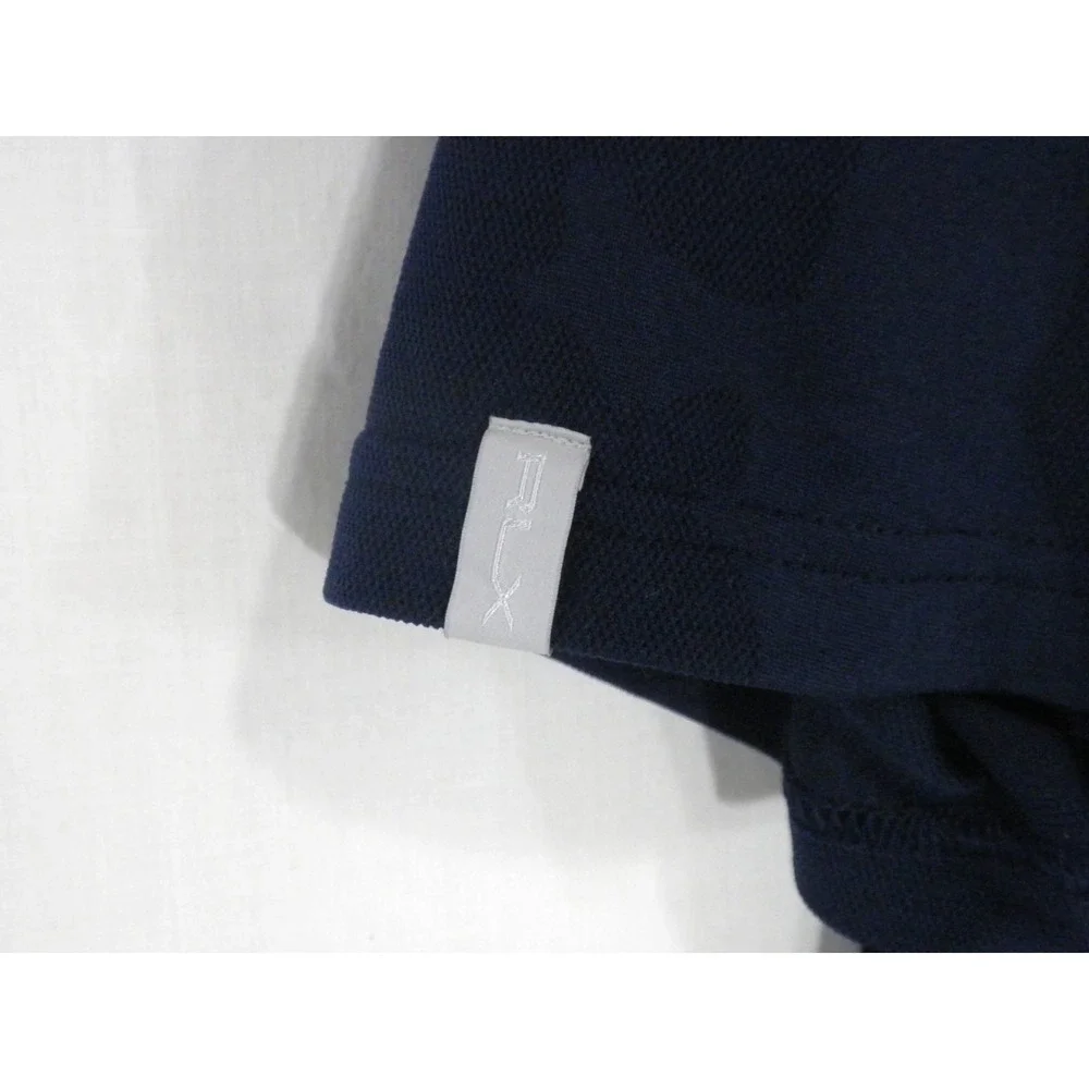 Ralph Lauren Polo Shirt Mens L Blue Jacquard Camo RLX PGC‎ Golf Logo Performance